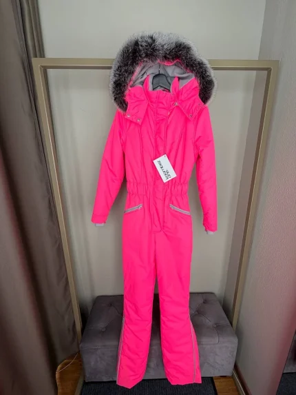 Женский зимний мембранный комбинезон Розовый неон