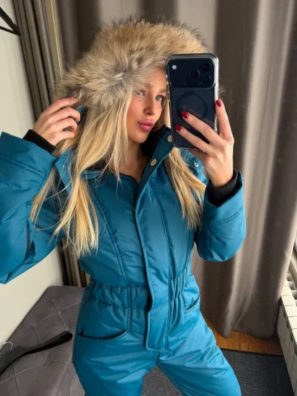 Женский зимний мембранный комбинезон Аквамарин Треллис