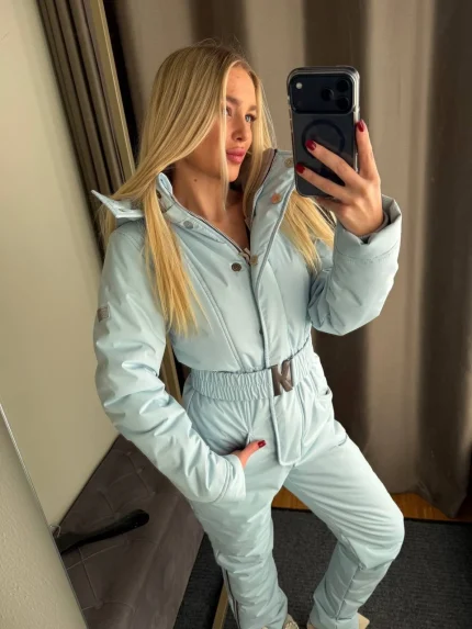 Женский зимний мембранный комбинезон Голубой