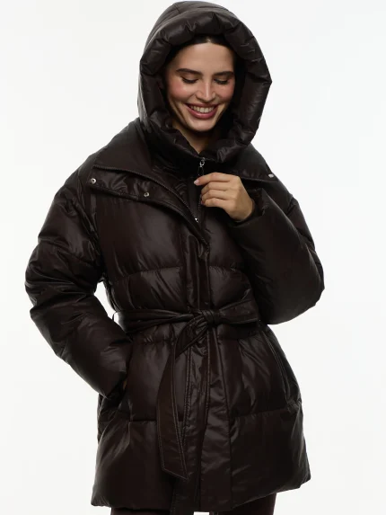 Женская куртка зимняя с манишкой Шоколад