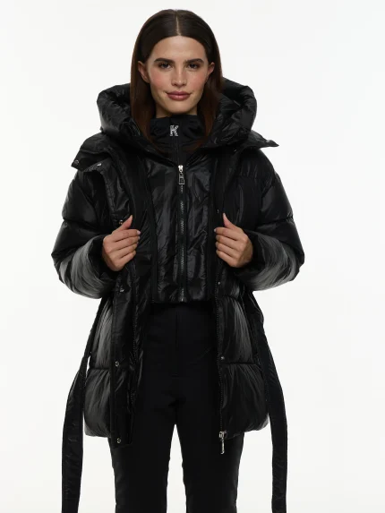 Женская куртка зимняя с манишкой Черный