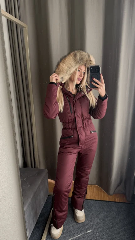 Женский зимний мембранный комбинезон Винный