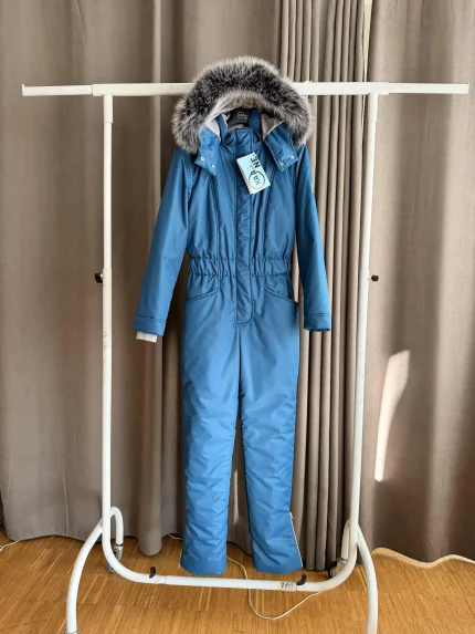 Женский зимний мембранный комбинезон Аквамарин оптима серый мех