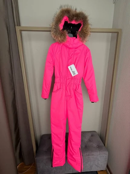 Женский зимний мембранный комбинезон Розовый неон Оптима