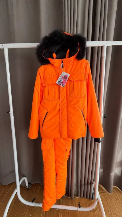 Мужской зимний мембранный костюм Оранжевый неон